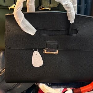 Classic Black Structured Tote Bag by